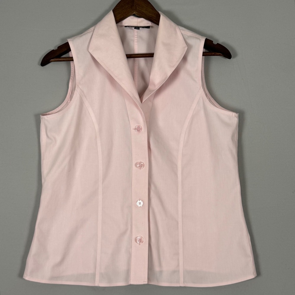 Jones New York Sleeveless Button Down Women 12P Pink New No Tags Cotton Blouse